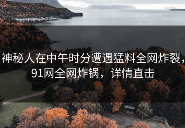 神秘人在中午时分遭遇猛料全网炸裂，91网全网炸锅，详情直击
