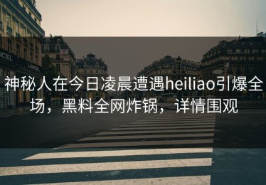 神秘人在今日凌晨遭遇heiliao引爆全场，黑料全网炸锅，详情围观