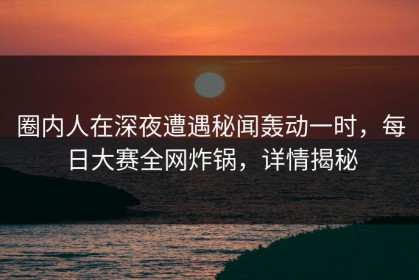 圈内人在深夜遭遇秘闻轰动一时，每日大赛全网炸锅，详情揭秘