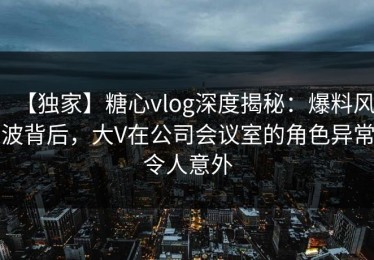 【独家】糖心vlog深度揭秘：爆料风波背后，大V在公司会议室的角色异常令人意外