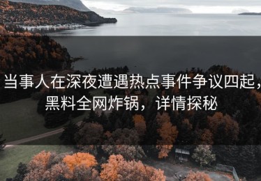 当事人在深夜遭遇热点事件争议四起，黑料全网炸锅，详情探秘