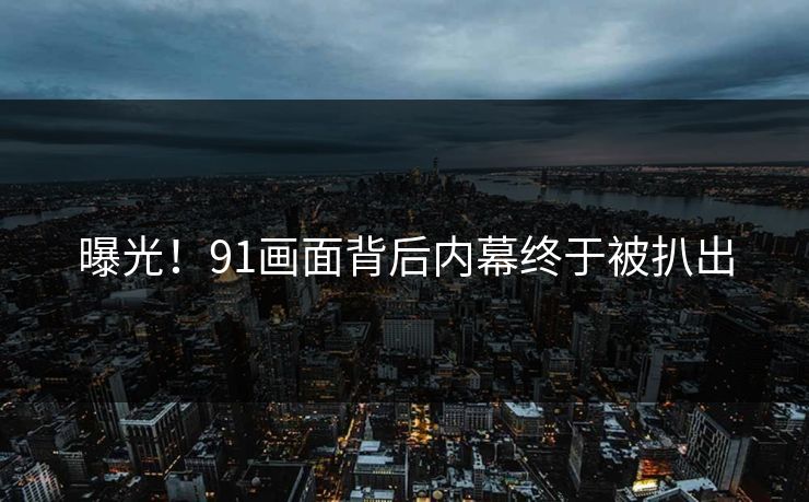 曝光！91画面背后内幕终于被扒出