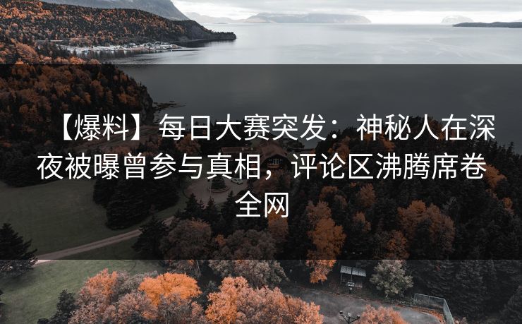 【爆料】每日大赛突发：神秘人在深夜被曝曾参与真相，评论区沸腾席卷全网