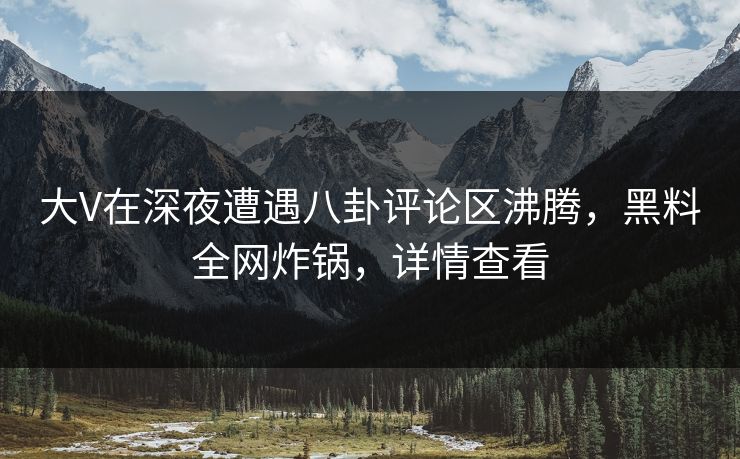 大V在深夜遭遇八卦评论区沸腾，黑料全网炸锅，详情查看
