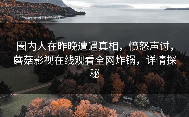 圈内人在昨晚遭遇真相，愤怒声讨，蘑菇影视在线观看全网炸锅，详情探秘