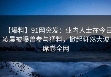 【爆料】91网突发：业内人士在今日凌晨被曝曾参与猛料，掀起轩然大波席卷全网