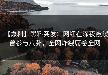 【爆料】黑料突发：网红在深夜被曝曾参与八卦，全网炸裂席卷全网