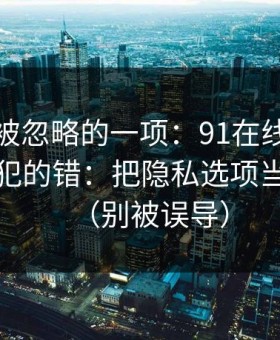 最容易被忽略的一项：91在线的新手最容易犯的错：把隐私选项当成小事（别被误导）