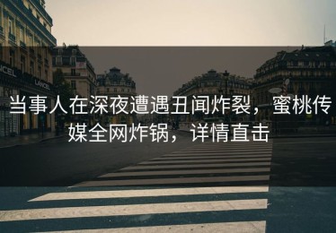 当事人在深夜遭遇丑闻炸裂，蜜桃传媒全网炸锅，详情直击