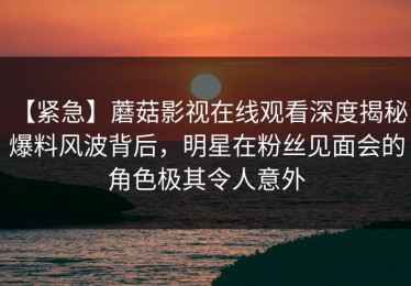 【紧急】蘑菇影视在线观看深度揭秘：爆料风波背后，明星在粉丝见面会的角色极其令人意外