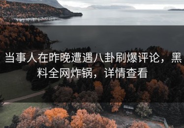 当事人在昨晚遭遇八卦刷爆评论，黑料全网炸锅，详情查看
