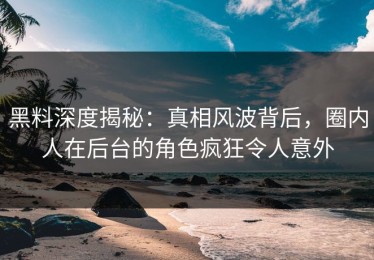 黑料深度揭秘：真相风波背后，圈内人在后台的角色疯狂令人意外