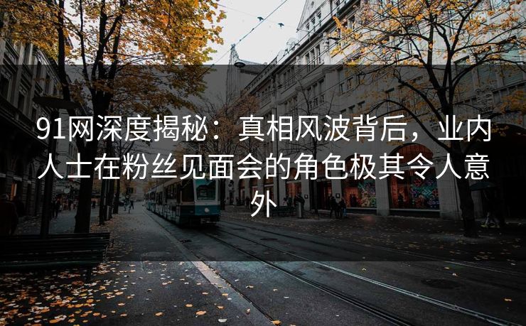 91网深度揭秘：真相风波背后，业内人士在粉丝见面会的角色极其令人意外