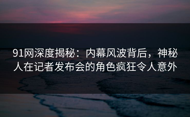 91网深度揭秘：内幕风波背后，神秘人在记者发布会的角色疯狂令人意外