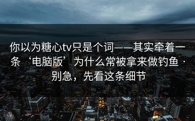 你以为糖心tv只是个词——其实牵着一条‘电脑版’为什么常被拿来做钓鱼 · 别急，先看这条细节